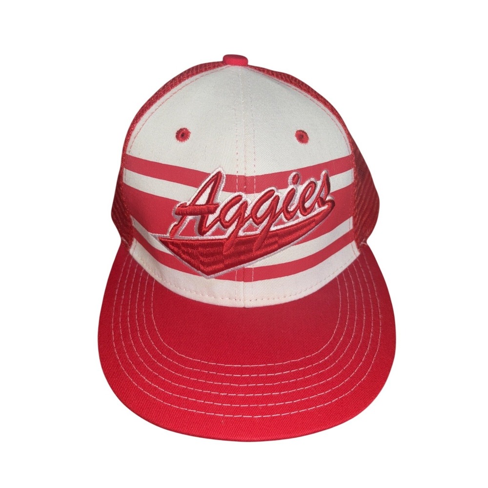 Melonwear Aggies Trucker Hat Red White Striped‎ Mesh Snapback Cap Baseball Hat